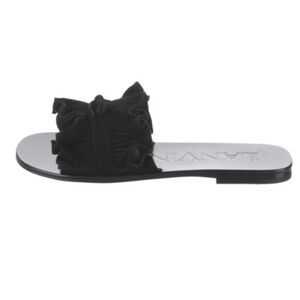 Lanvin Black Ruffle Bow Slide Slide (37.5/7.5) right foot only